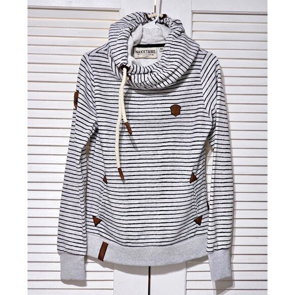 NAKETANO Darth X Striped Funnel Neck Pullover Hoodie Sweatshirt Size Medium 2210 - Picture 9 of 13